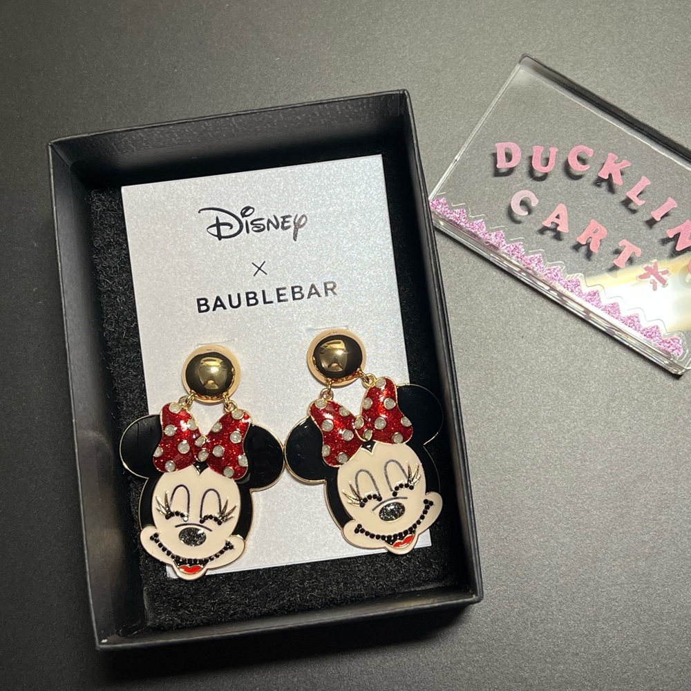 NEW BaubleBar x Disney Minnie Mouse Smile Dangle Earrings